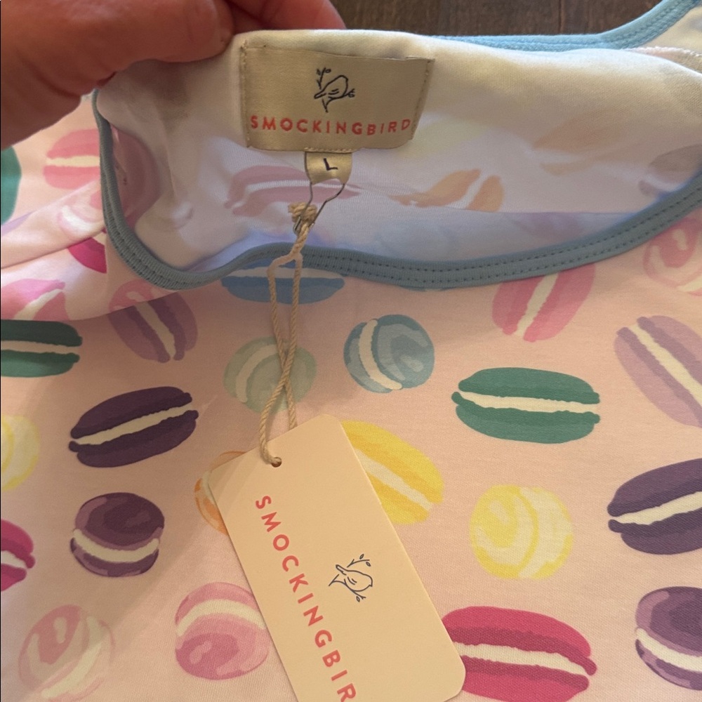 NWT Smockingbird Macaron Pima Cotton Womens Pajama Set, L Pima Cotton - Picture 2 of 7